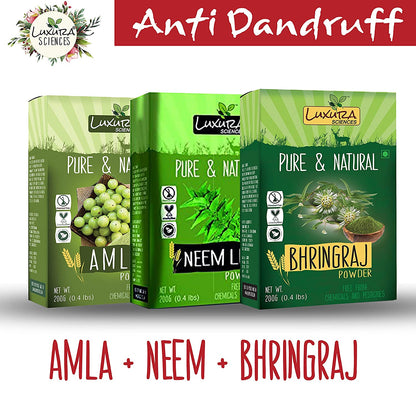 Luxura Sciences Natural Hair Care Set Anti Dandruff - Amla + Neem + Bhringraj