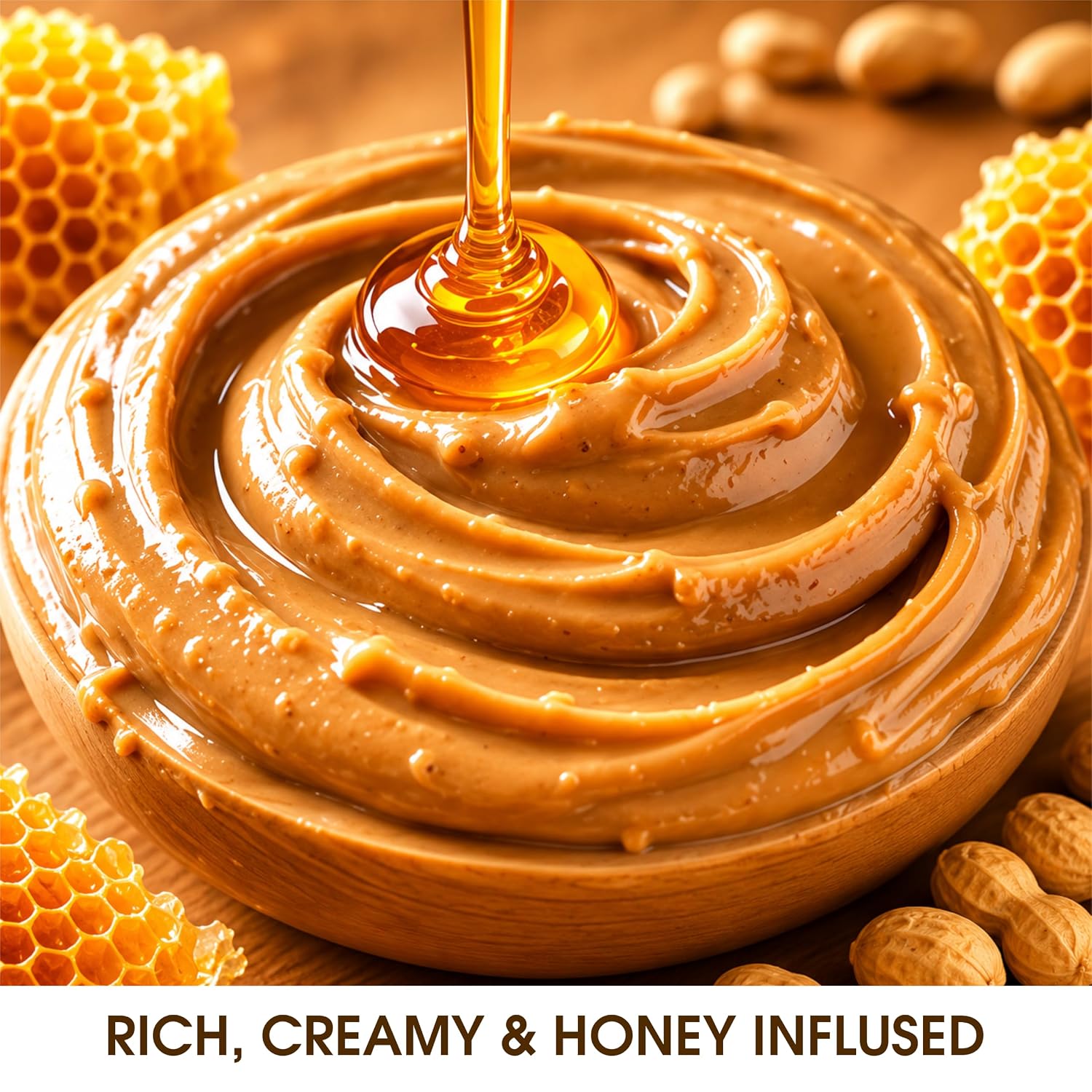 Growfitz Honey Peanut Butter 400g | 21g High Protein | Roasted Peanut With Added B-12 & Minerals for Brain & Heart Health, Zero Added Sugar | Tasty & Healthy Bread Spread (Pack of 1)