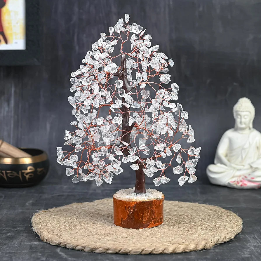 HindCraft Clear Quartz Crystal Tree Copper Wire 10-12 inch