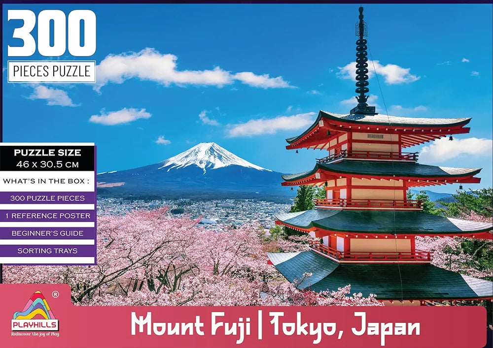 Playhills Mount Fuji Japan, Nature Landscape Wooden Durable Jigsaw Puzzle  for Children, Adults Above 8+ Years