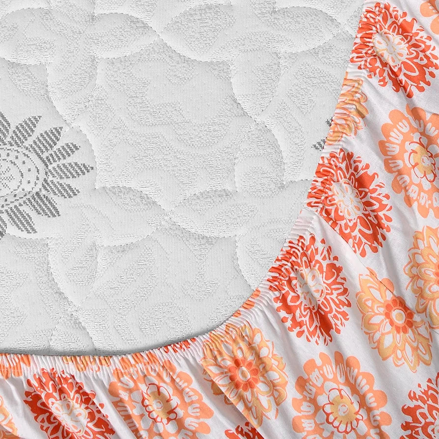 Divine Casa 100% Cotton Double Bed Bedsheet Set 1 Bedsheet & 2 Pillow Covers 144 TC Breathable & Wrinkle Free Colour Blazing Orange
