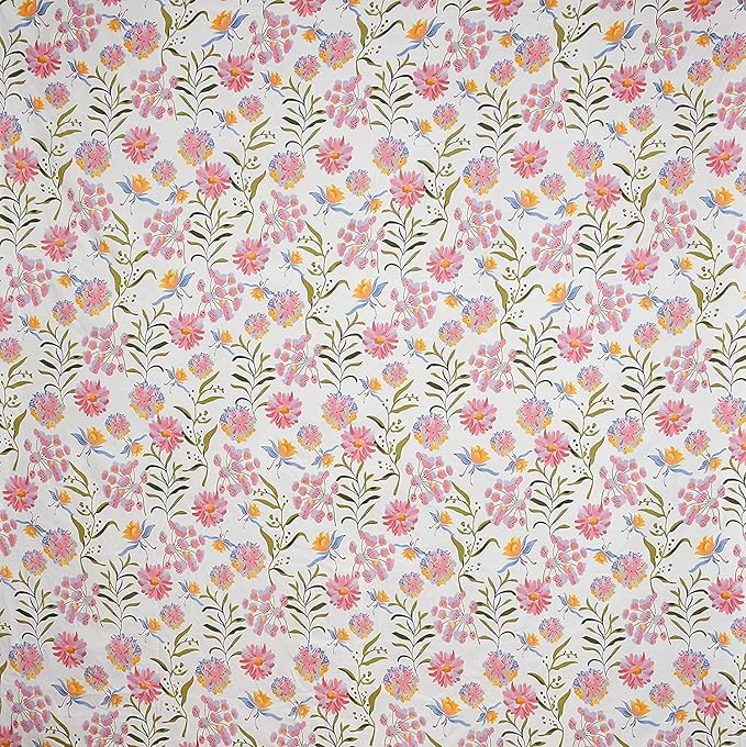 Decomizer Cotton Feel Glace Printed King Size Double Bed Bedsheet With 2 Pillow Covers Flower Pink Colour