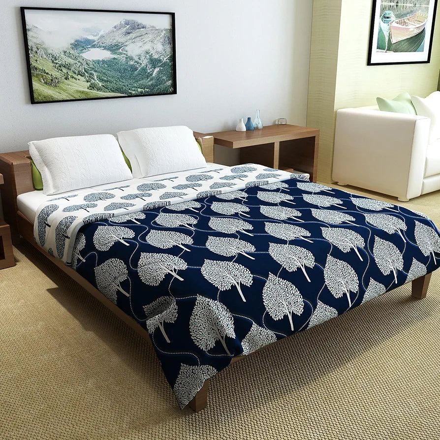 Divine Casa Microfibre Quilt AC Blanket 120 GSM All Season Reversible Double Bed Size Comforter Colour Medieval Blue