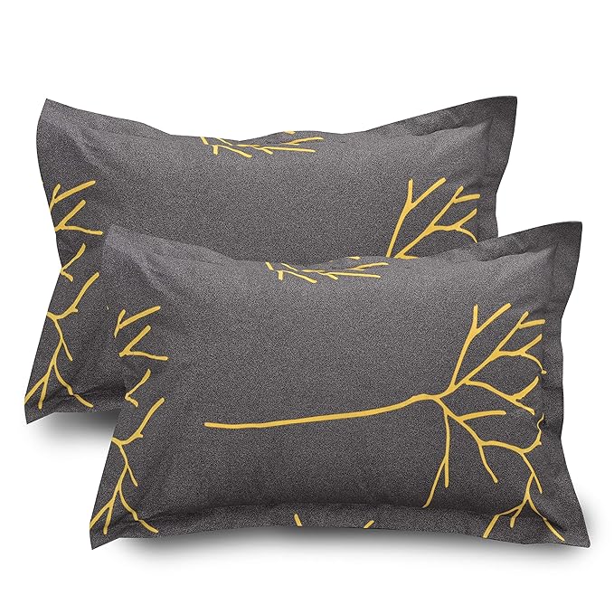 Huesland by Ahmedabad Cotton 144 TC Cotton King Size Bedsheet with 2 Pillow Covers - Grey