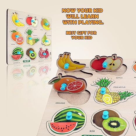 Highroof Fruit Wooden Puzzle Kids Games Toys For Kids 3+ Jigsaw Puzzles For Adults Baby Learning