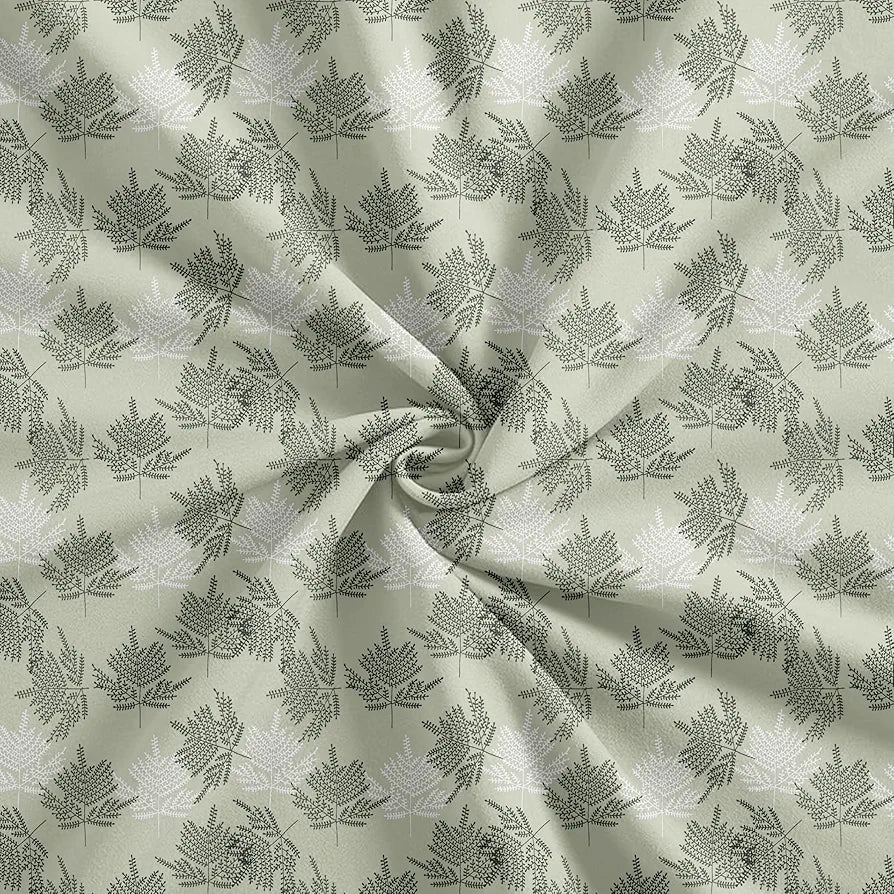 Trance Home Linen Pure 100% Cotton 144TC Printed Single Fitted Bedsheet with 1 Pillow Cover Colour Fern Paradise Green