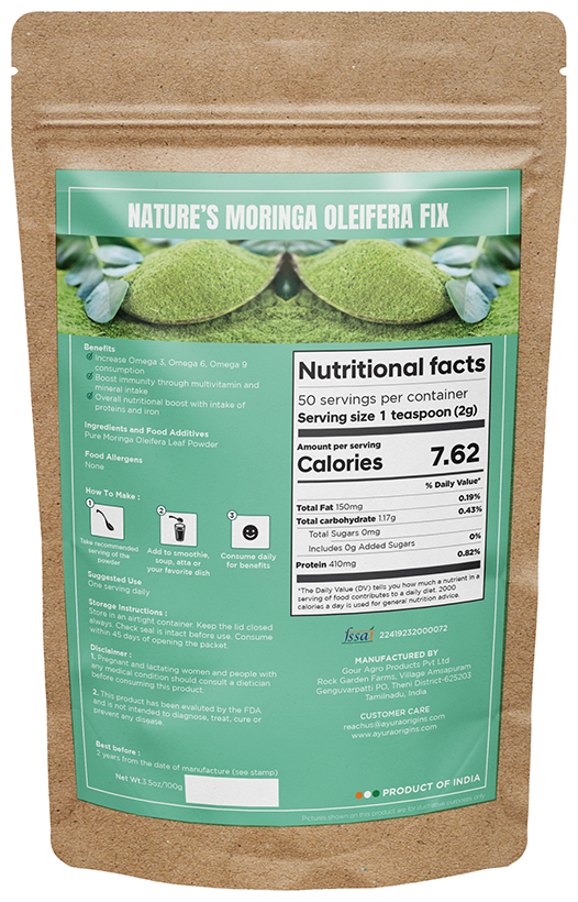 Ayura Origins Nature's Moringa Oleifera Fix Powder