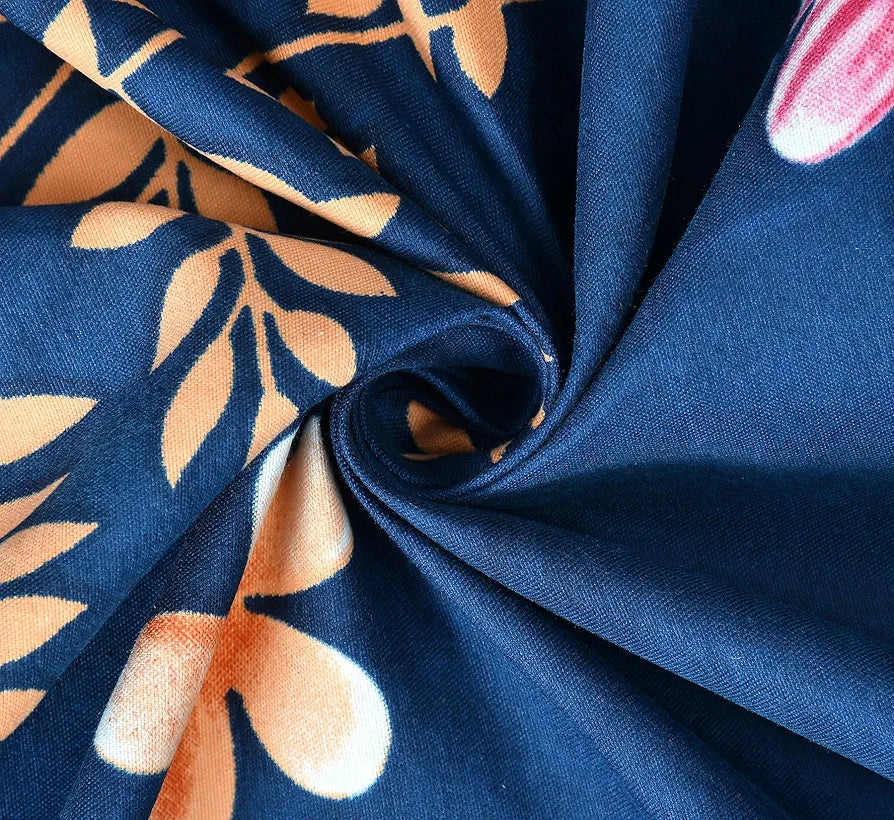 Homefab India 180 TC Microfiber Double BedSheet with 2 Pillow Covers Blue Floral