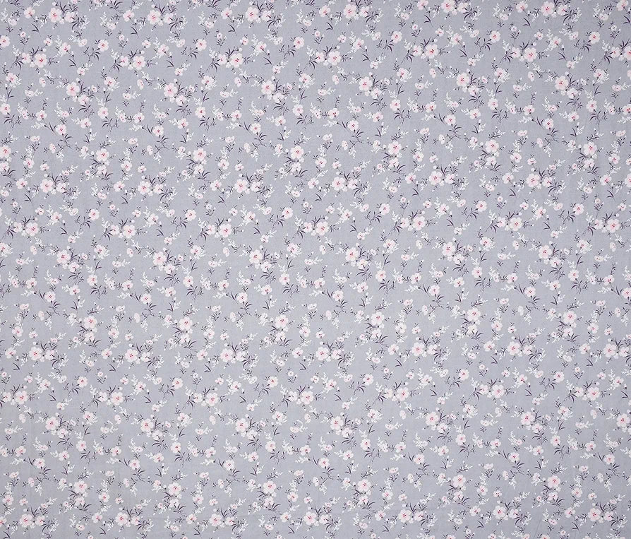 Homefab India 210 TC Glace Cotton King Size BedSheet with 2 Pillow Covers Floral Purple
