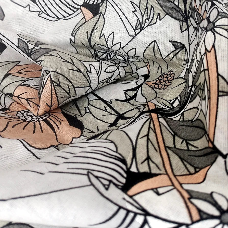 Divine Casa Bedsheet for Single Size Bed 144 TC Cotton Bedsheet for Single Size Bed with 1 Pillow Cover  Floral Colour Blush Grey