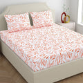 Dreamscape Cotton King Bedsheet with 2 Pillow Covers Salmon Rose