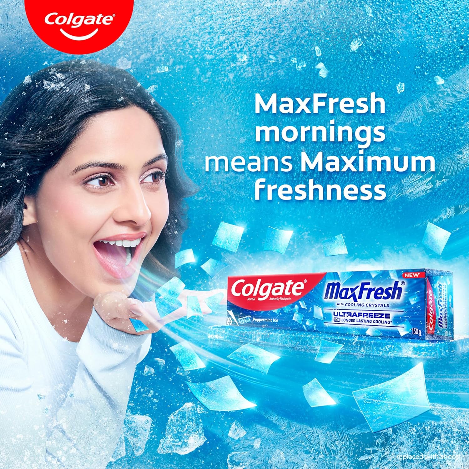 Colgate MaxFresh Breath Freshner Cavity Protection Toothpaste, 150g, Peppermint Ice, Blue Gel Paste with Menthol, Cooling crystals for fresh breath