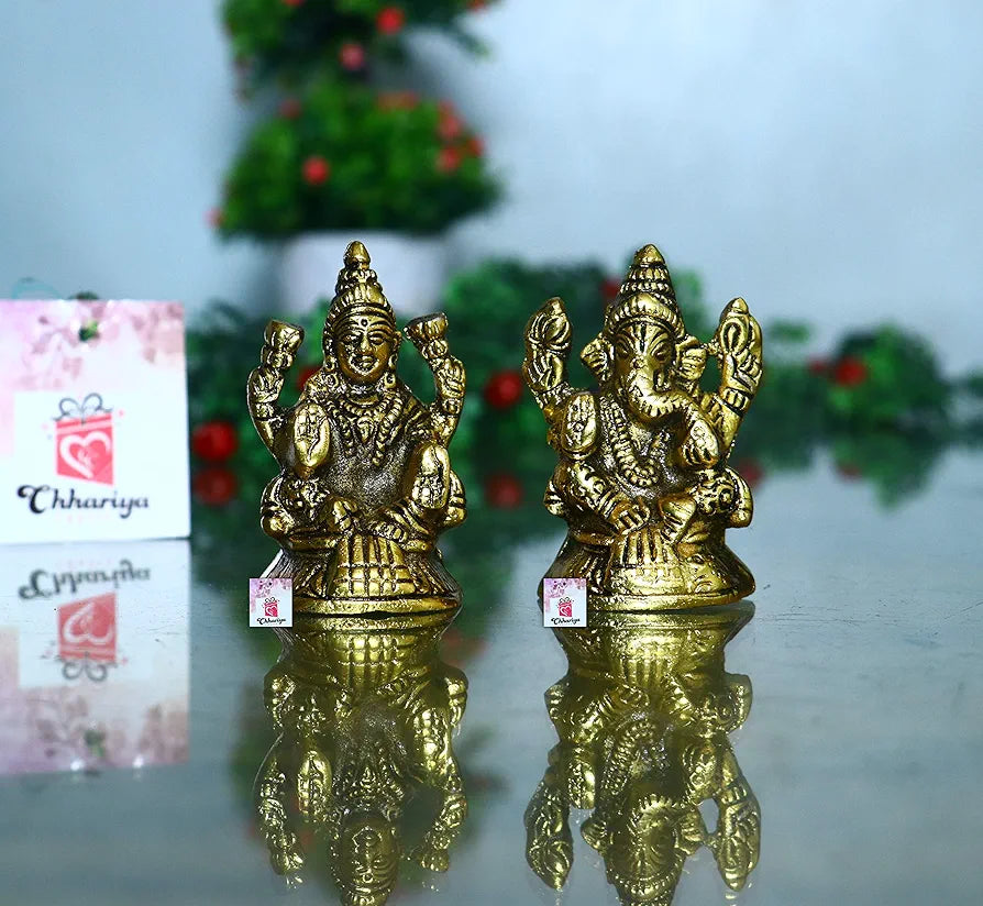 Chhariya Crafts Laxmi Ganesh With Pooja Thali and Deepak