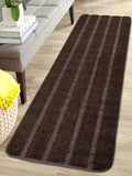 Saral Home Easy Living Home Striped Soft Microfiber Durable&washable Multipurpose Bedside Runner Colour Brown