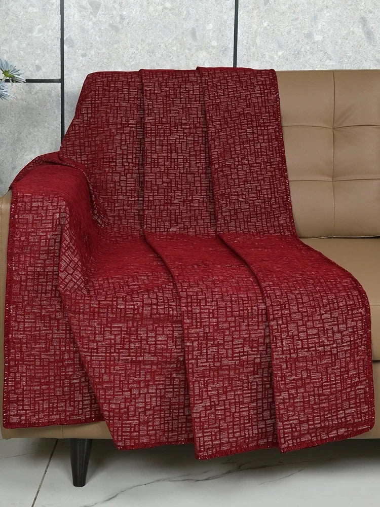 Saral Home Chenille 2 Seater Sofa Cover Throw Colour Maroon