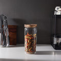 Femora Kitchen Storage Jars Borosilicate Glass Jar for Kitchen With Wooden Lid Air Tight Jar | 1000 Ml | Pack of 1