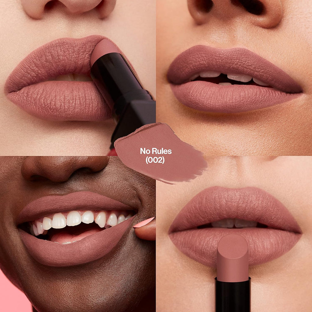Revlon Lipstick, ColorStay Suede Ink, Built-in Primer, Infused with Vitamin E, Waterproof, Smudge-proof, Matte Color, 002 No Rules, 2.55 g