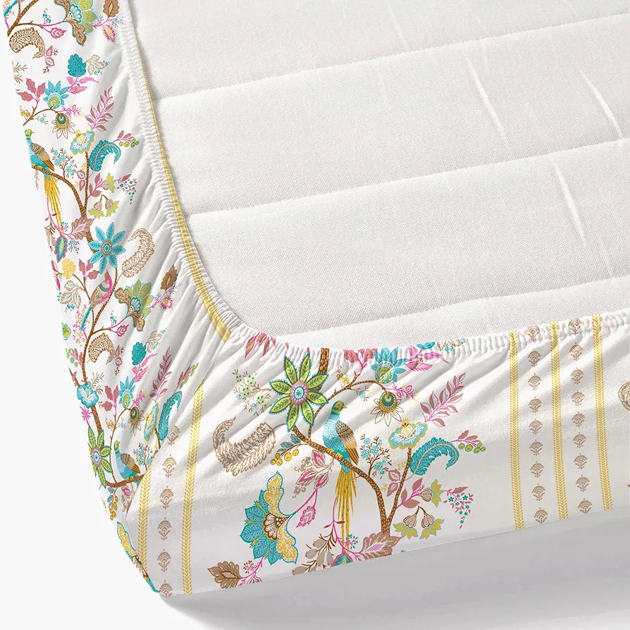 Dreamscape Cotton King Fitted Bedsheet with 2 Pillow Covers Sky Blue