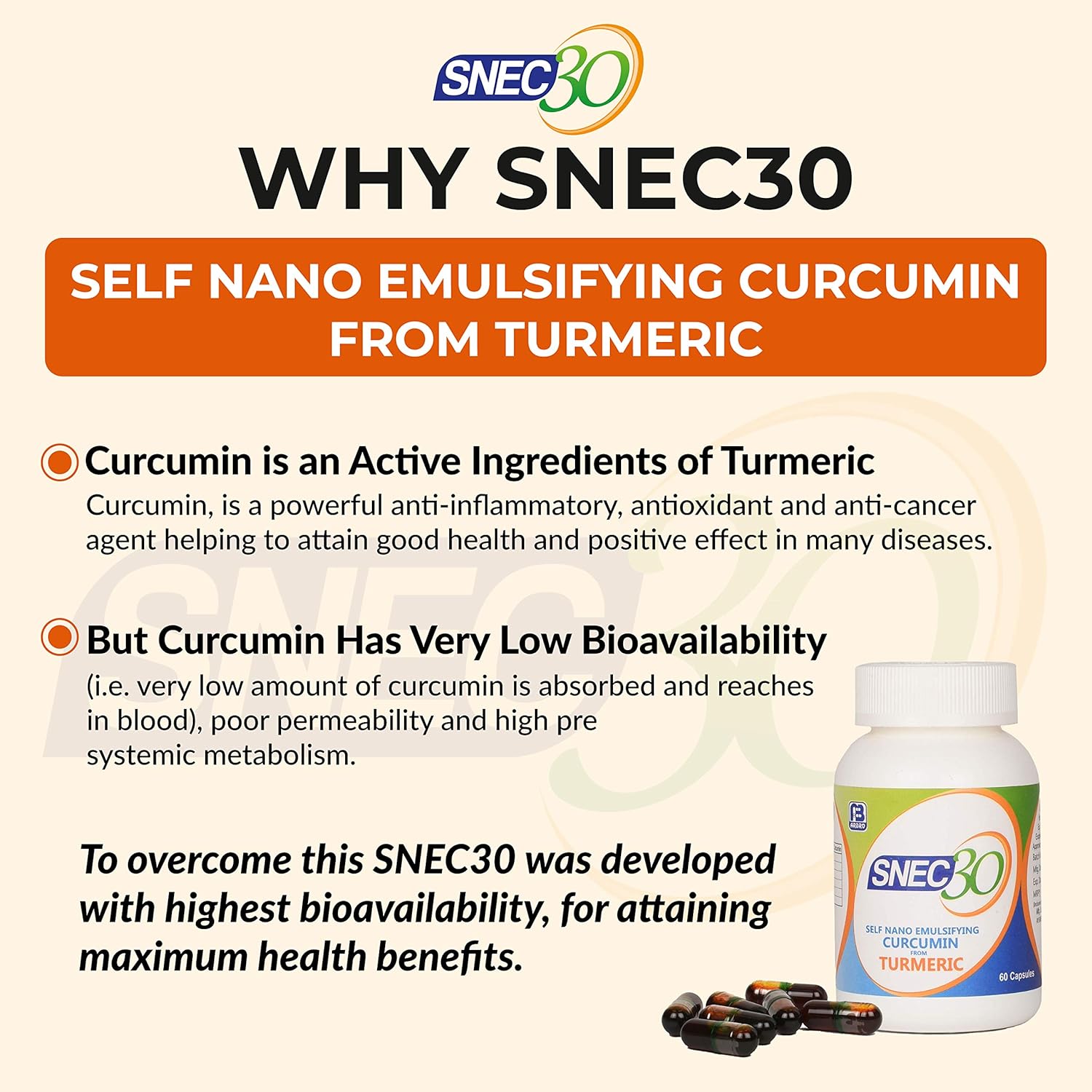 Snec30 Liquid Ayurvedic Curcumin Capsules 900 Mg 45 Caps | Pack of 3 | No Piperine