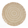 Sashaa World Round Circular Patterned Cotton Tufted Rug Colour Natural