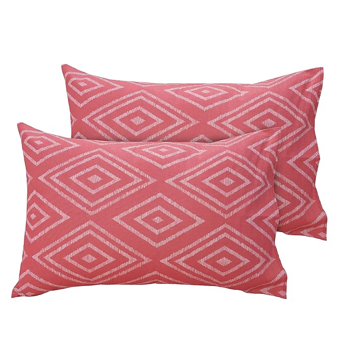 Huesland by Ahmedabad Cotton 144 TC Bedsheet for King Size Bed with 2 Pillow Covers | Peach Pink