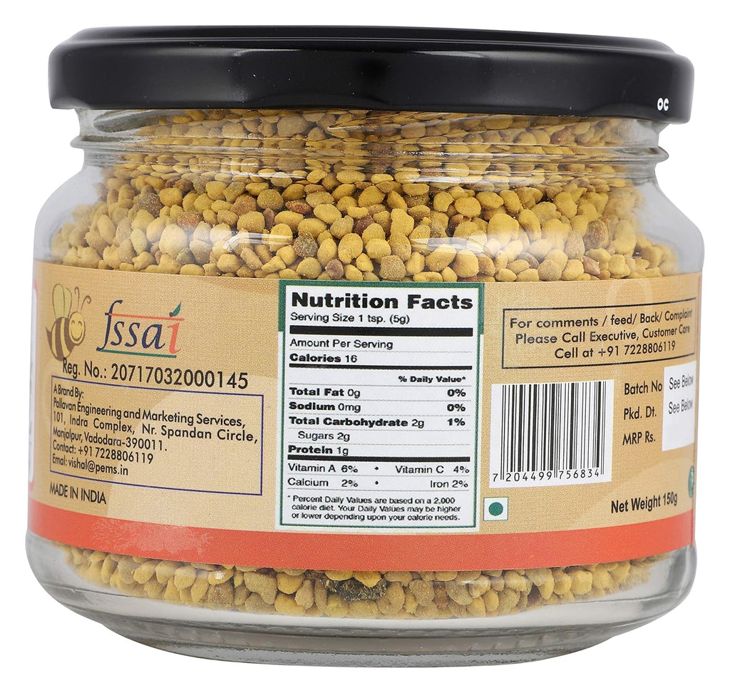 Go Organic Organics Bee Pollen Honey - Natural Anti-Oxidant Rich in Protein and Immunity Booster - Simply Good Food - 150g