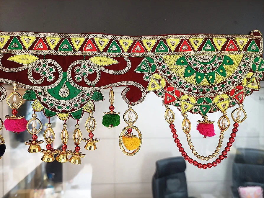 Toran for Main Door Traditional Bandarwal Handmade Hanging Latest Velvet Hand Embroidered