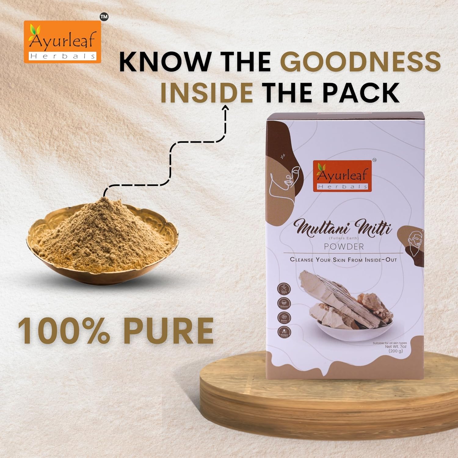 Ayurleaf Herbals Multani Mitti - 200 Gms