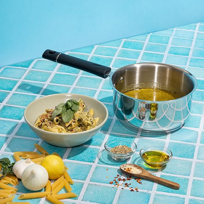 Vinod Tivoli Heavy Guage Stainless Steel Saucepan - 2.3 Litre (18cm) | SAS Bottom | 2 Layer Extra Thick Aluminum Core
