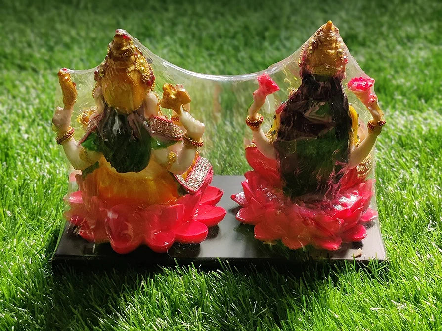 Alila Polyresin Shri Lakshmi & Ganesh Idol For Home Temple Fantasy Multicolour