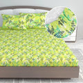 Divine Casa 144 TC 100% Cotton Floral Green Cotton Lightweight King Size Bedsheet with Elastic Fitted Colour Lime Punch