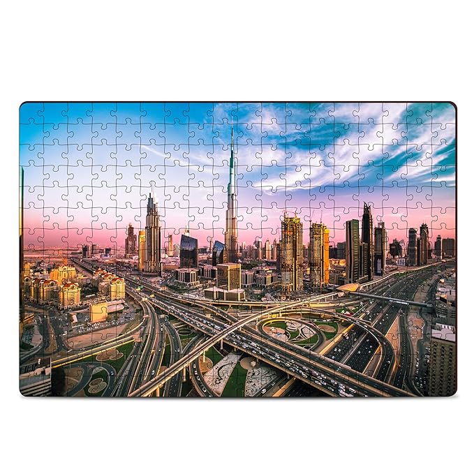 Mini Leaves 108 Piece Wooden Puzzle for Kids & Adults | Dubai Skyline Jigsaw Puzzle | Educational Games & Puzzles