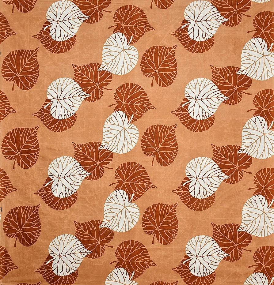 Homefab India 144 TC Microfiber Double Bedsheet with 2 Pillow Covers Beige Leafs