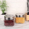 Femora Kitchen Storage Jars Transperent Glass With Steel Lid Air Tight Jar | 850 Ml | Pack of 2