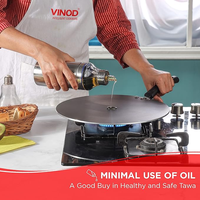 Vinod Zest Aluminium Non Stick Flat Multi Tawa - 28 cm | Triple Layer Ceramic Coating | 4mm Extra Thick Dosa Tawa