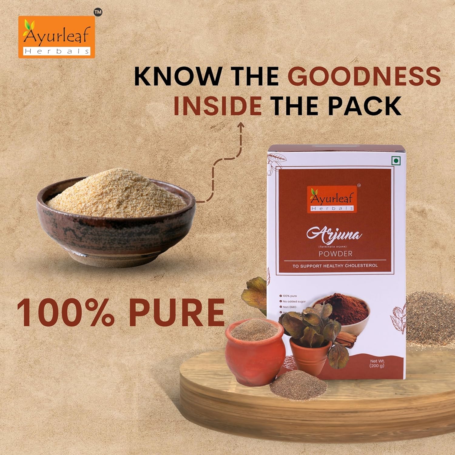 Ayurleaf Herbals Arjuna Powder - 200 Gms
