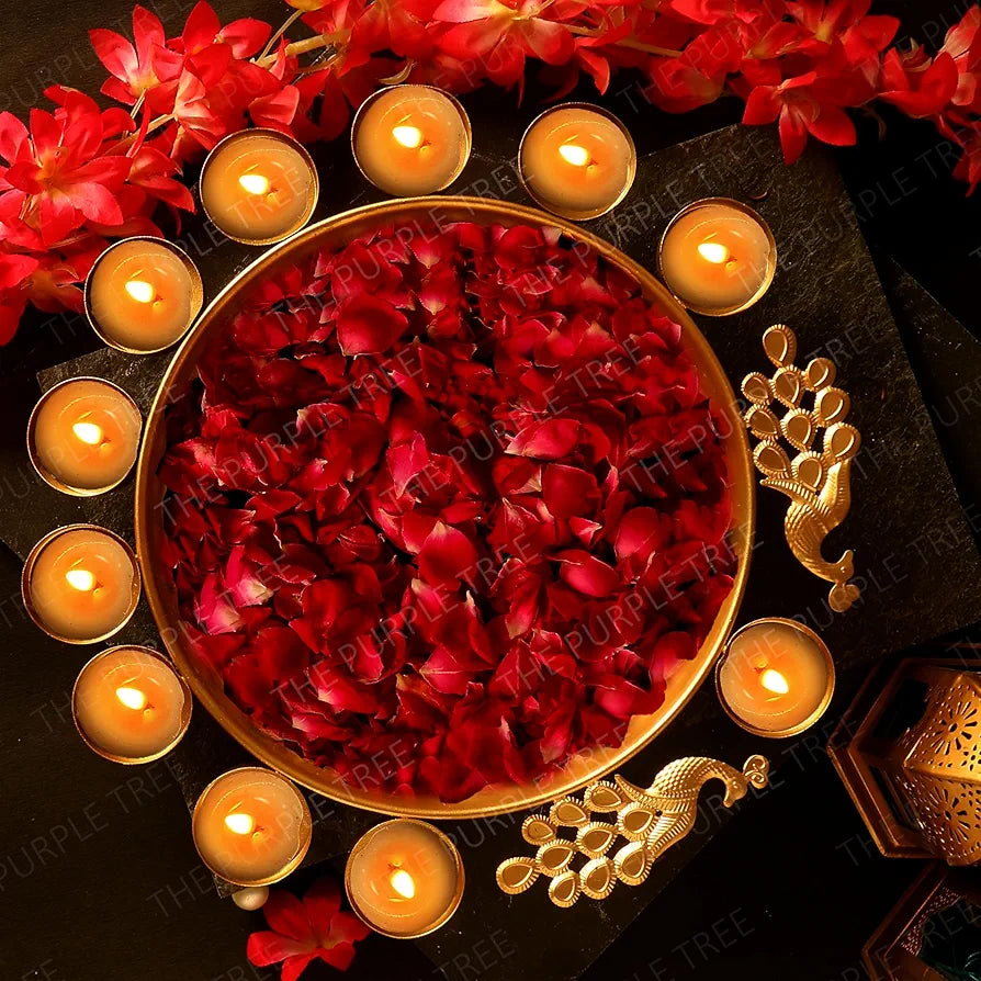 The Purple Tree Beautiful Handcrafted Peacock Urli Bowl For Floating Flowers And Tea Light Candles Gold Peacock Urli