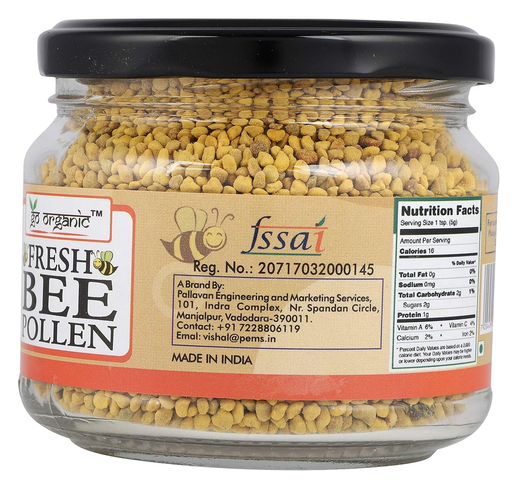 Go Organic Organics Bee Pollen Honey - Natural Anti-Oxidant Rich in Protein and Immunity Booster - Simply Good Food - 150g