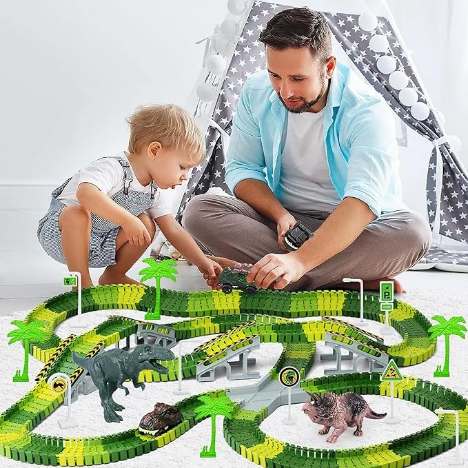 Kidology Flexible Dinosaur World Road Race Track for Kids