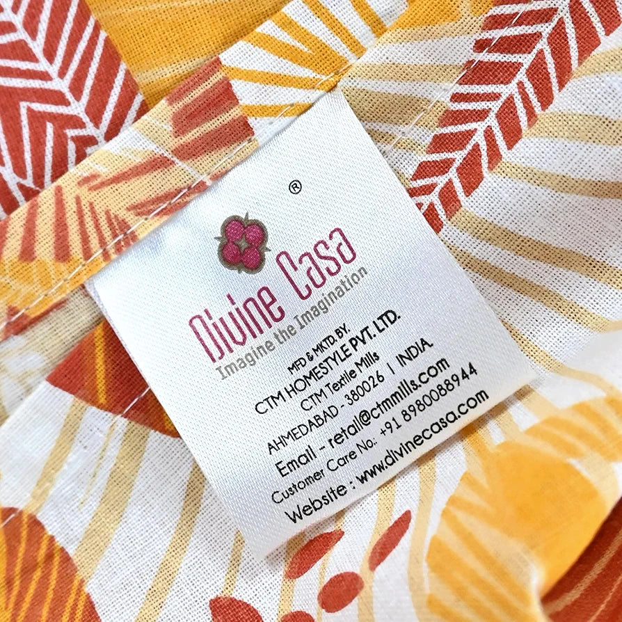 Divine Casa 144 TC 100% Pure Cotton Double Bedsheet with 2 Pillow Covers Floral Paisley Colour Mustard Orange