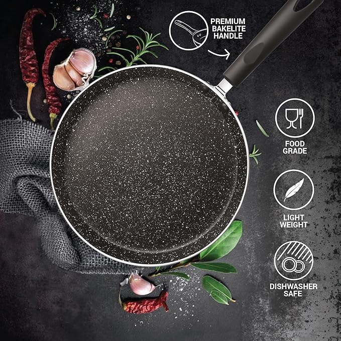 Milton Pro Cook Granito Induction Omni Tawa, 28 Cm, Black - 722 gms