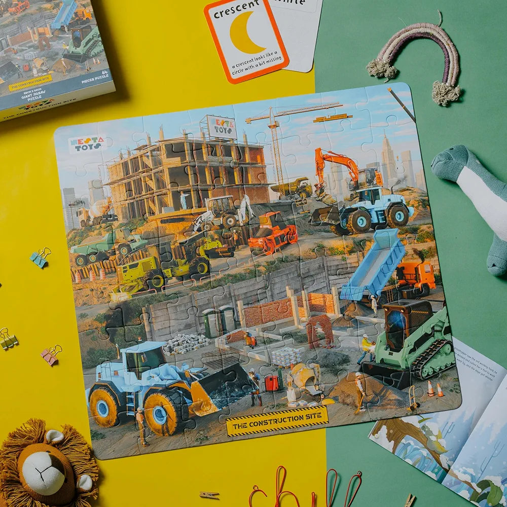 Nesta Toys Floor Puzzle & Game Construction Site & Vehicles, Jigsaw & Toddler Puzzles, Educational Toy, Gifts for Boys & Girls Ages 3, 4, 5, 6, 7