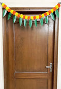 Artificial Fluffy Marigold and Mango Leaves Simple Door-Window Toran  yellow and dark orange