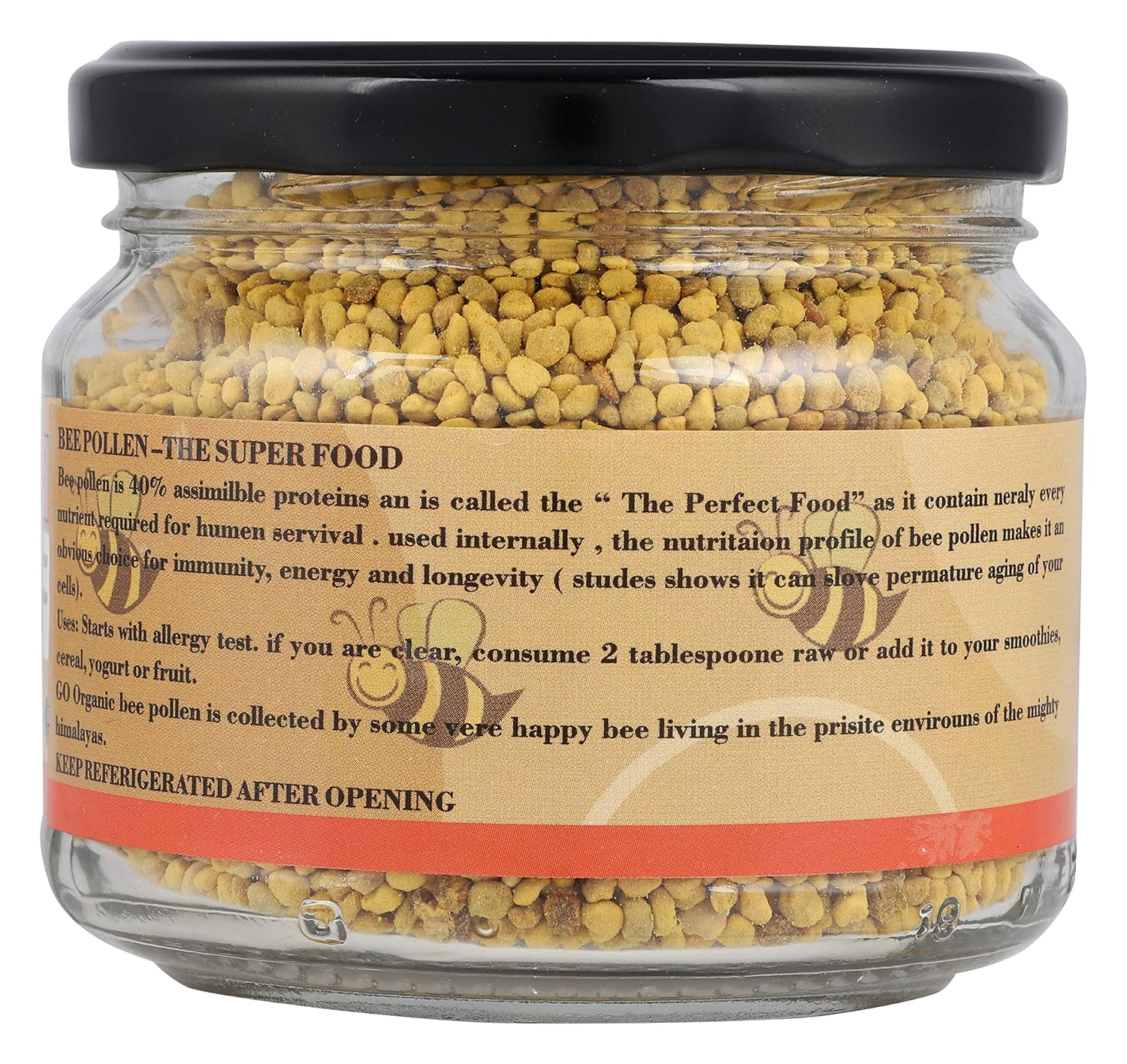 Go Organic Organics Bee Pollen Honey - Natural Anti-Oxidant Rich in Protein and Immunity Booster - Simply Good Food - 150g