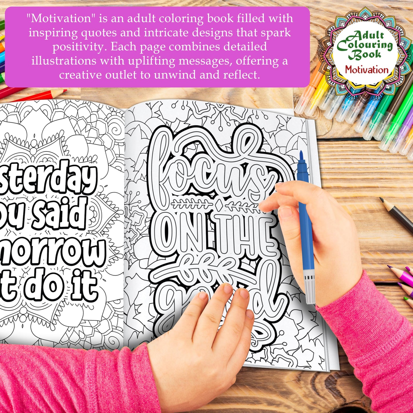Motivation - Adult Colouring Book : Fun Colouring For Kids And Adults, Creative Coloring Book, Mindfulness Coloring Book, Relaxing Coloring Book