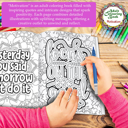Motivation - Adult Colouring Book : Fun Colouring For Kids And Adults, Creative Coloring Book, Mindfulness Coloring Book, Relaxing Coloring Book