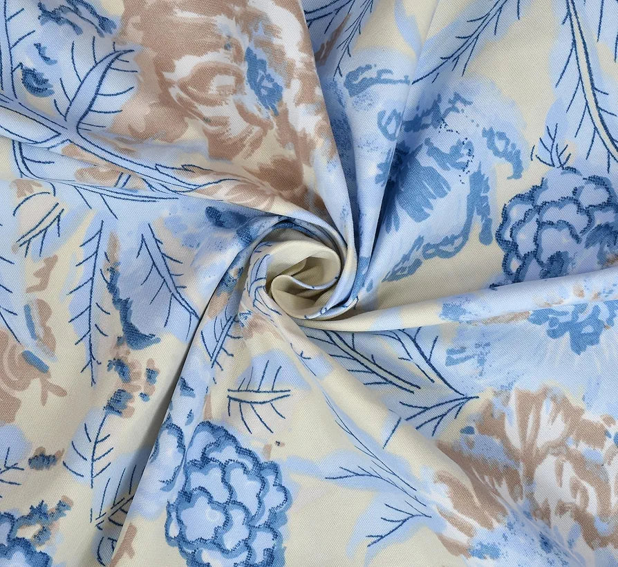 Homefab India 160 TC Glace Cotton Double BedSheet with 2 Pillow Covers Light Blue Floral