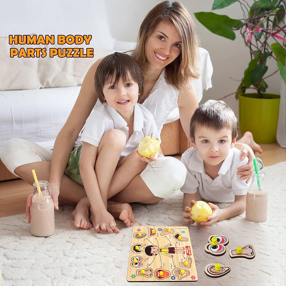 Lefan Body Part Puzzle Kids Wooden Toys for Kids 3 + Jigsaw Puzzles for Adults Baby Learning Toys Educational Toys for 2 Board Game