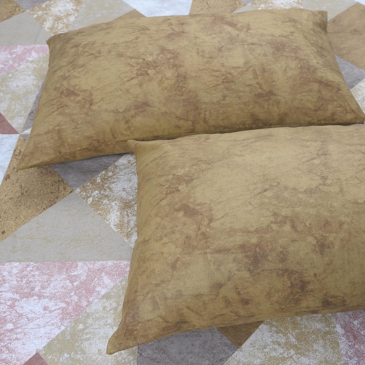 Huesland by Ahmedabad Cotton 186 TC Cotton Pillow Cover Set of 2 | Green Ochre