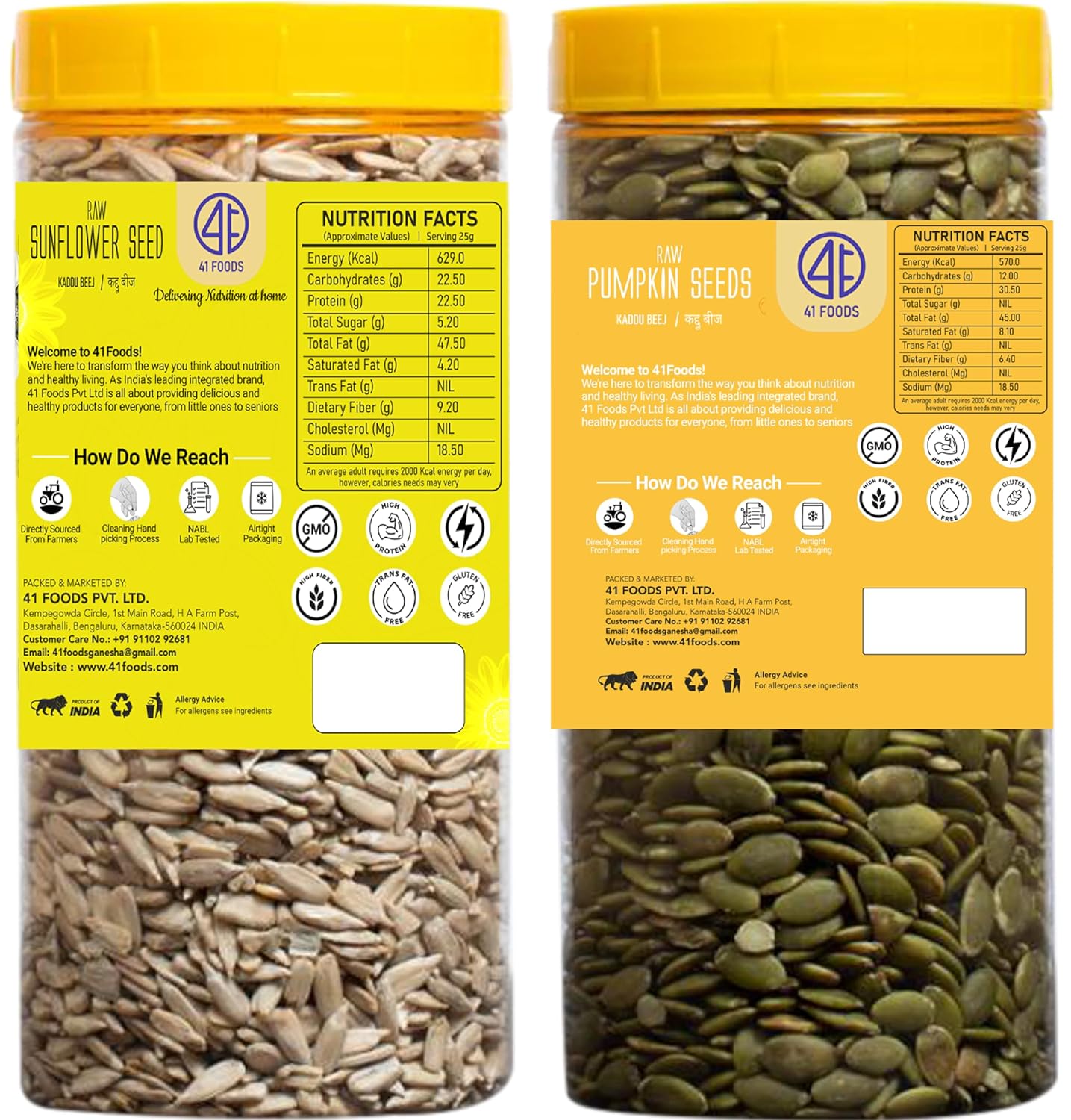 41 Foods Premium Dry Fruits Combo of Pumpkin Seeds and Sunflower Seeds | 200 g (100g x 2)